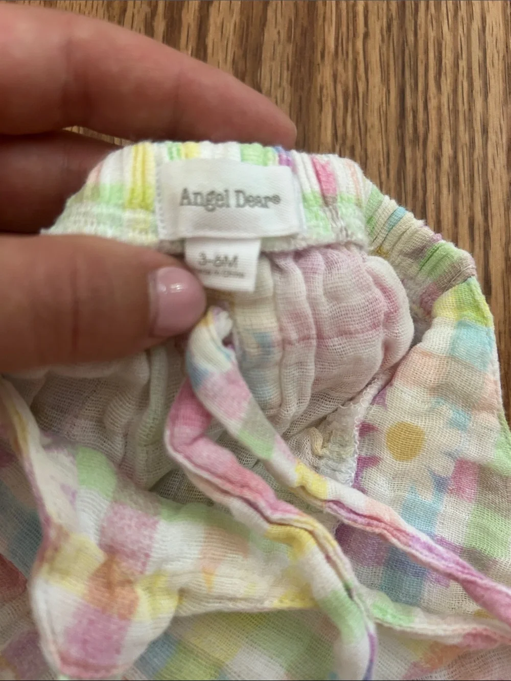 Angel Dear 3-6M Daisy Gingham Muslin Romper EUC Baby Girl
